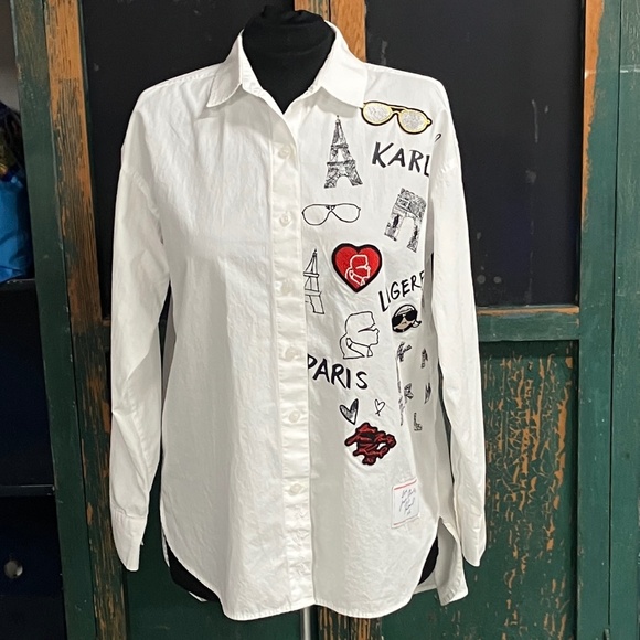 Karl Lagerfeld Paris Iconic Motif Button Down, Limited E… - Picture 5 of 17